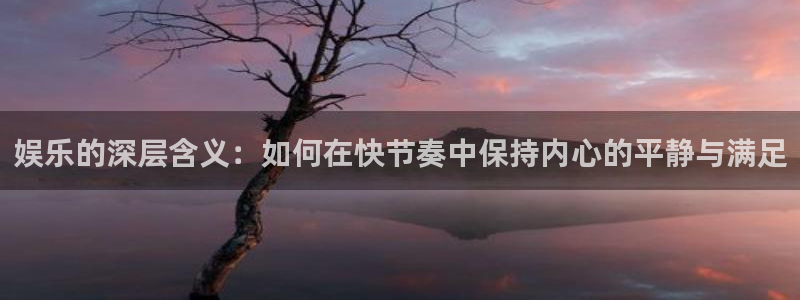 太阳成集团tyc9728：娱乐的深层含义：如何在快节奏中保持内心的平静与满足